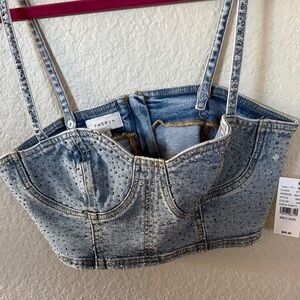 PacSun Blue Studded Denim Corset
